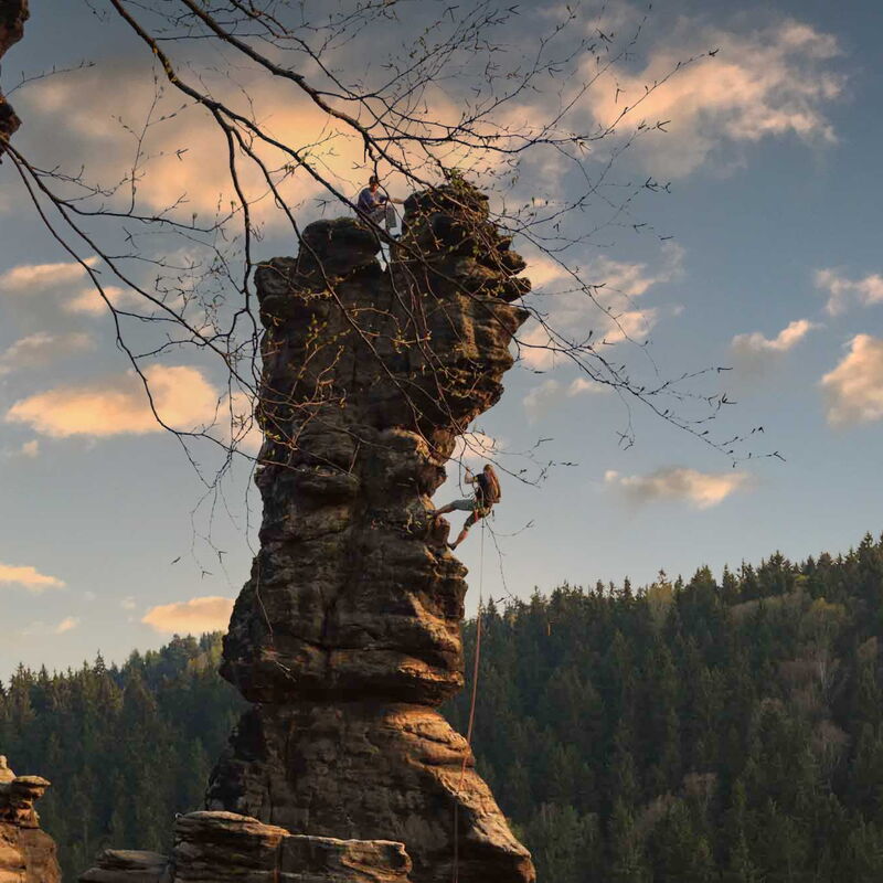 Klettergipfel Herkulessäulen im Bielatal